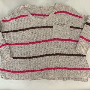 Free People Striped Crew Neck Boxy Sweater